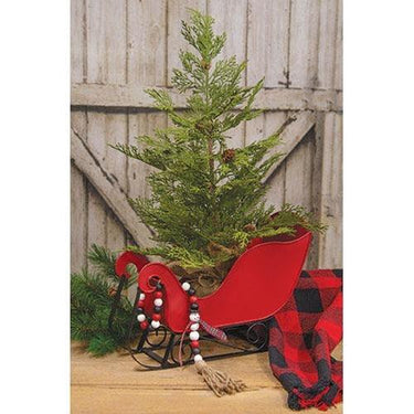 Red Metal Sleigh - The Fox Decor